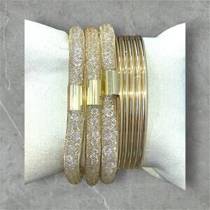 Gold Crystaldust Mesh Bangle Set
